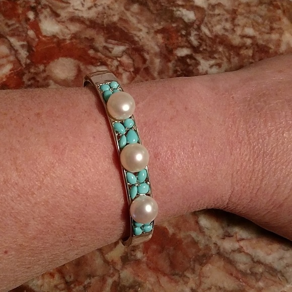 Rare honora sterling sleeping beauty pearl cuff - Picture 1 of 5